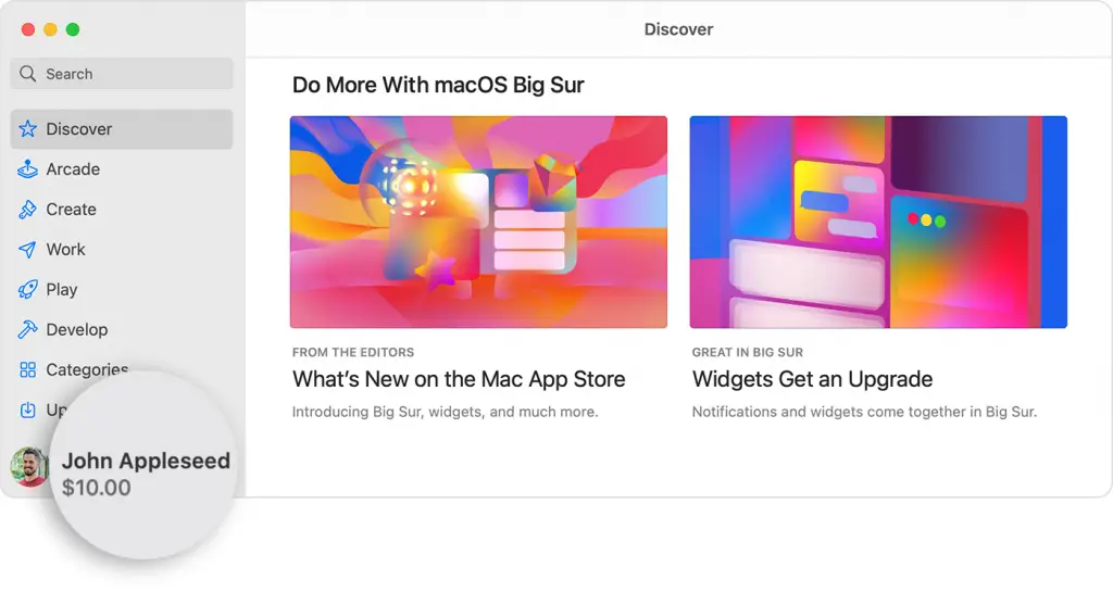 Balanço da loja Mac App 